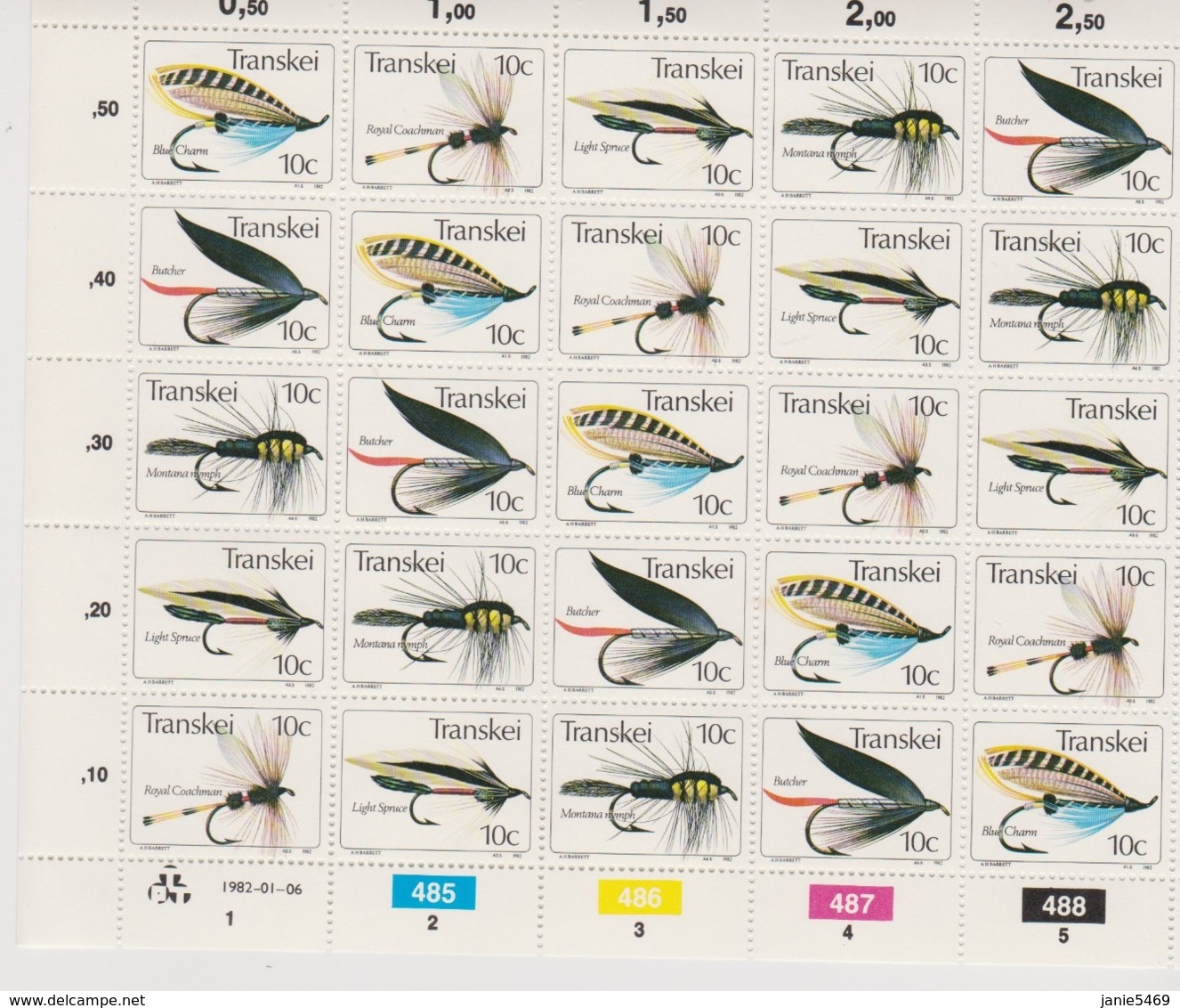 South Africa-Transkei SG S99-103 1982 Fishing Flies 3rd Series Sheetlet,Mint Never Hinged - Transkei