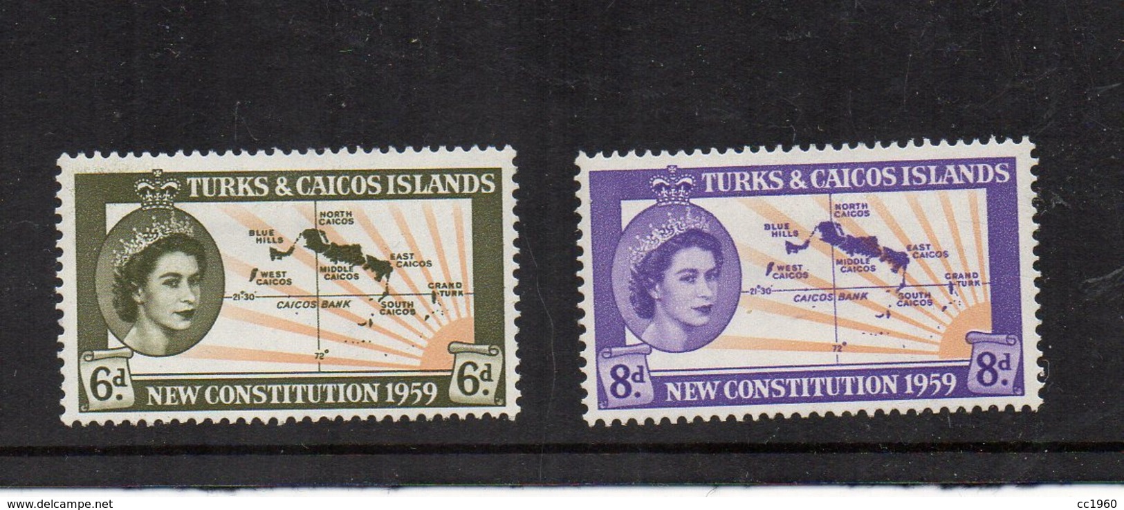 Turks & Caicos Island - 1959 - Nuova Costituzione - 2 Valori - Nuovi - Linguellati - (FDC16973) - Turks E Caicos