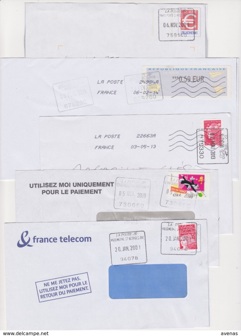 Lot De 5 Lettres Oblitération Cachet Composteur Dit UNIQUE Format Carré LA POSTE Type A200B Dont Sur Luquet Jumelet - Cachets Manuels