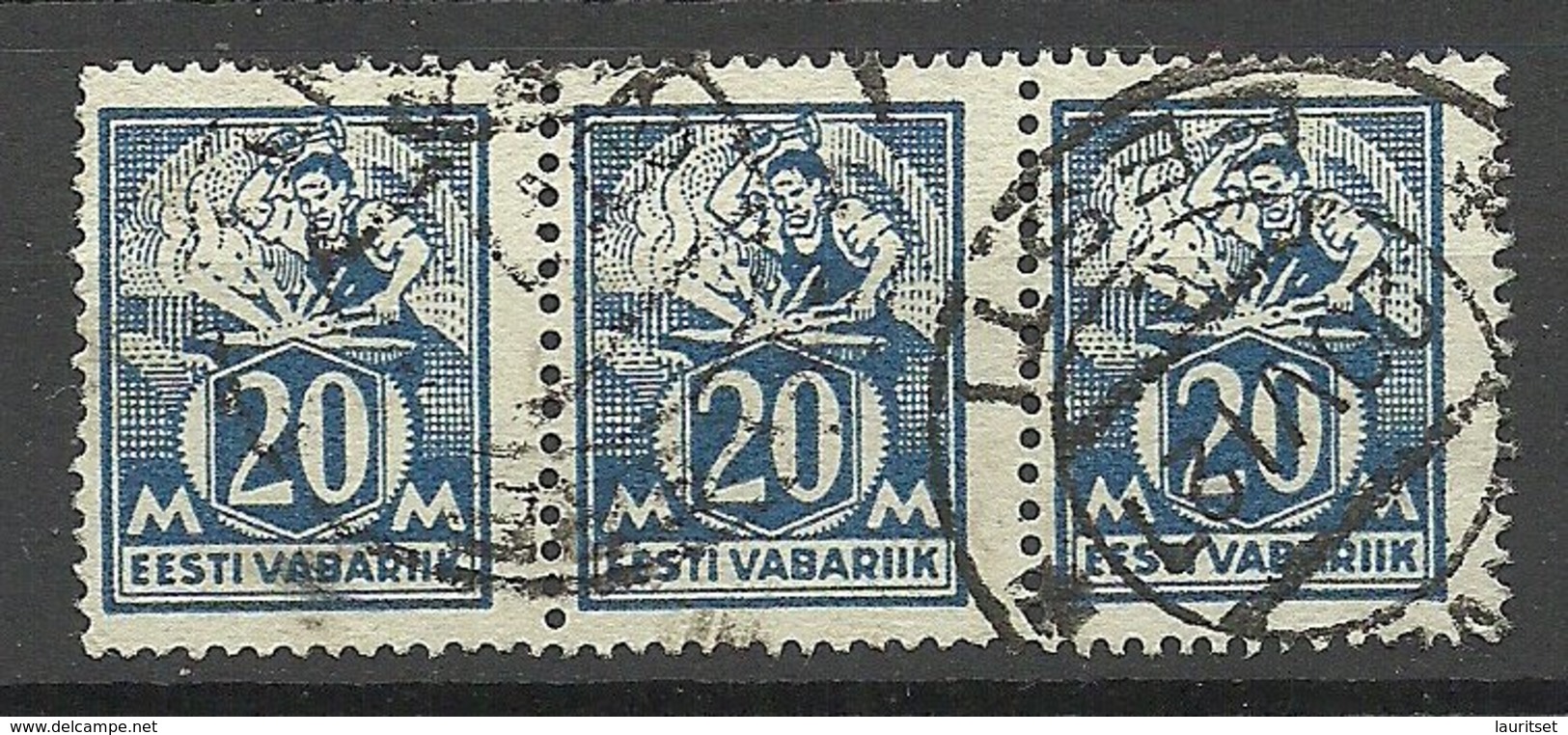 ESTLAND Estonia 1925 Michel 59 Als 3-Streife O - Estland