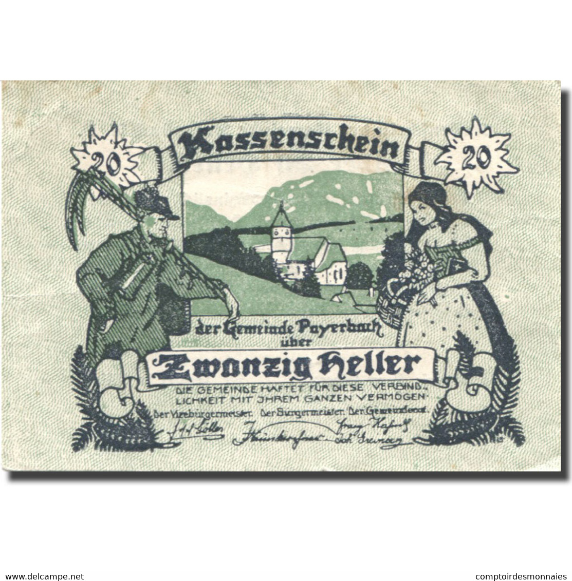 Billet, Autriche, Payerbach, 20 Heller, Personnage, 1920 TTB Mehl:FS 725 - Autriche