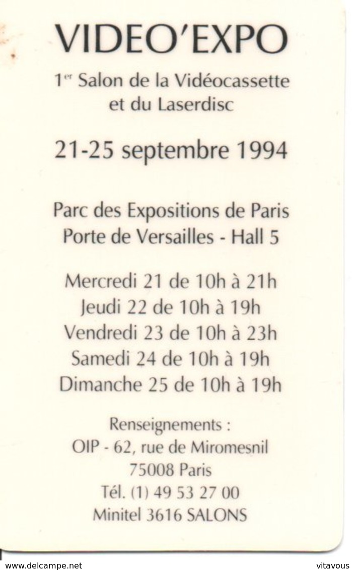 1er Salon De La Vidéocassette Et Du Larserdisc Carte Salon Card Karte (G 199) TBE - Cartes De Salon Et Démonstration