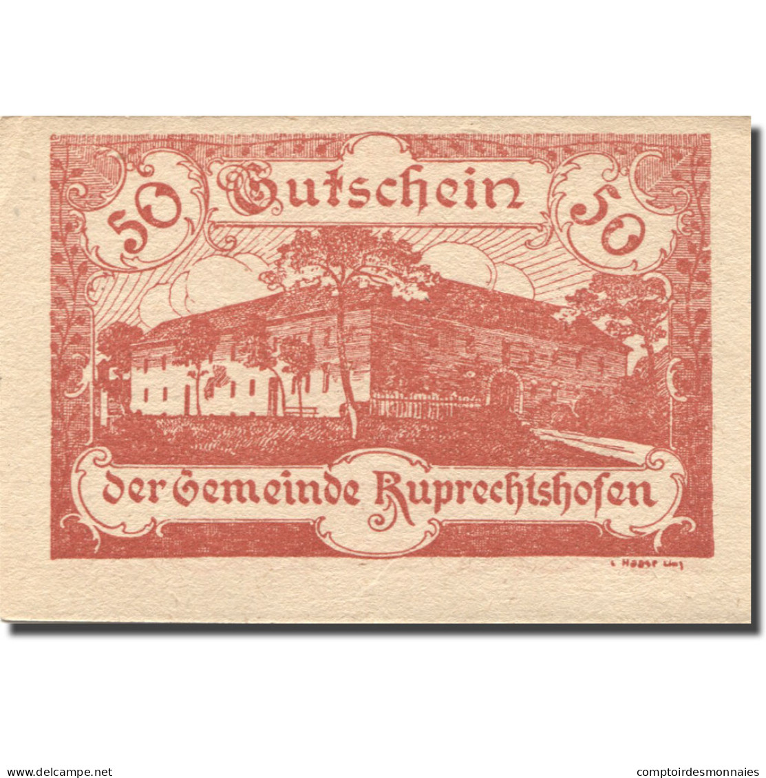 Billet, Autriche, Ruprechtshofen, 50 Heller, Château, 1921, SPL, Mehl:FS 901 - Autriche