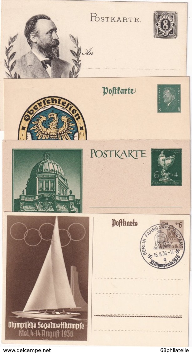 ALLEMAGNE    ENTIER POSTAL/GANZSACHE/POSTAL STATIONERY LOT DE 4 CARTES ILLUSTREES - Sonstige & Ohne Zuordnung