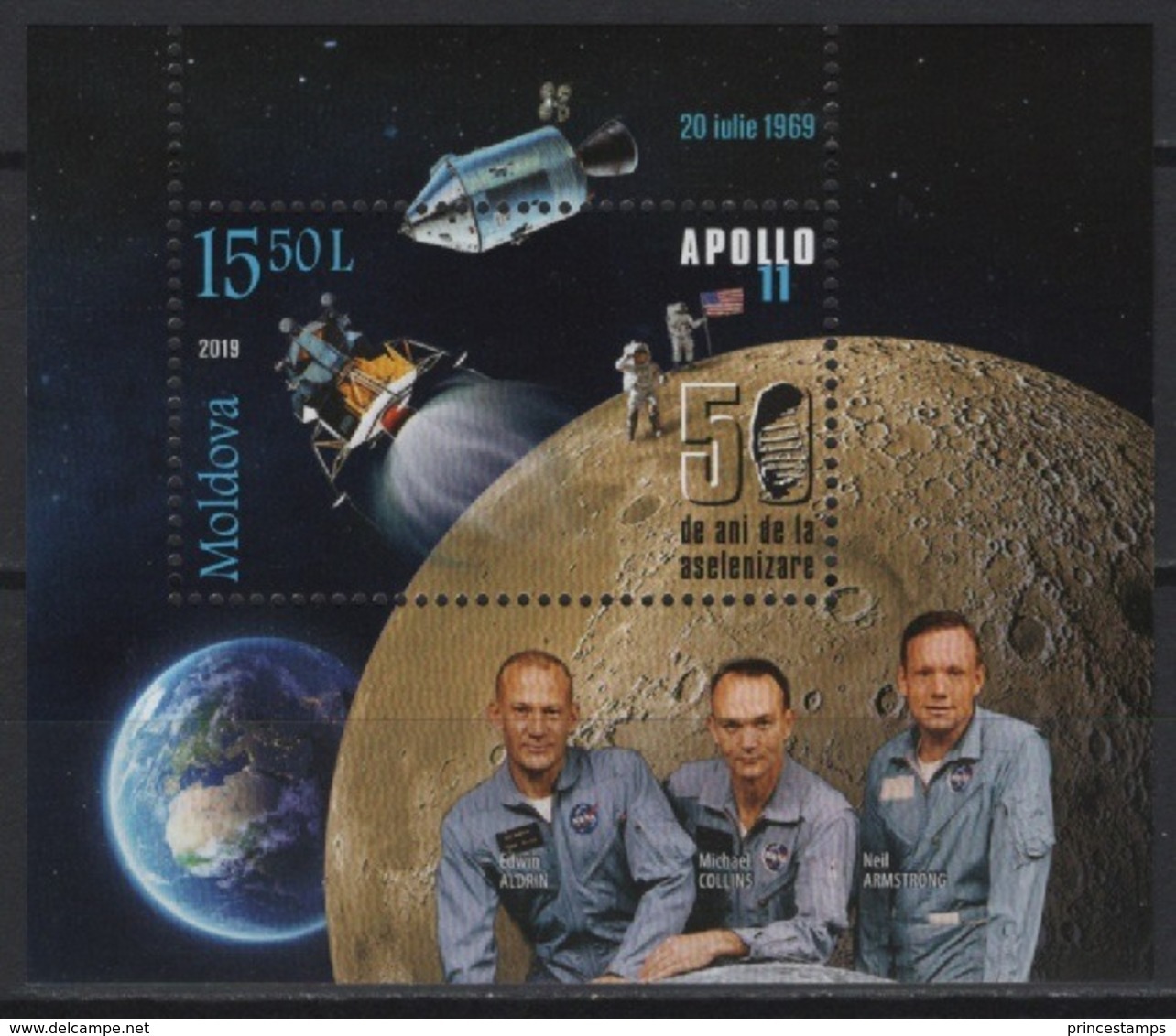 Moldova (2019) - Block -  /  Espace - Space - Moon - Apollo - Astronaut - Europe