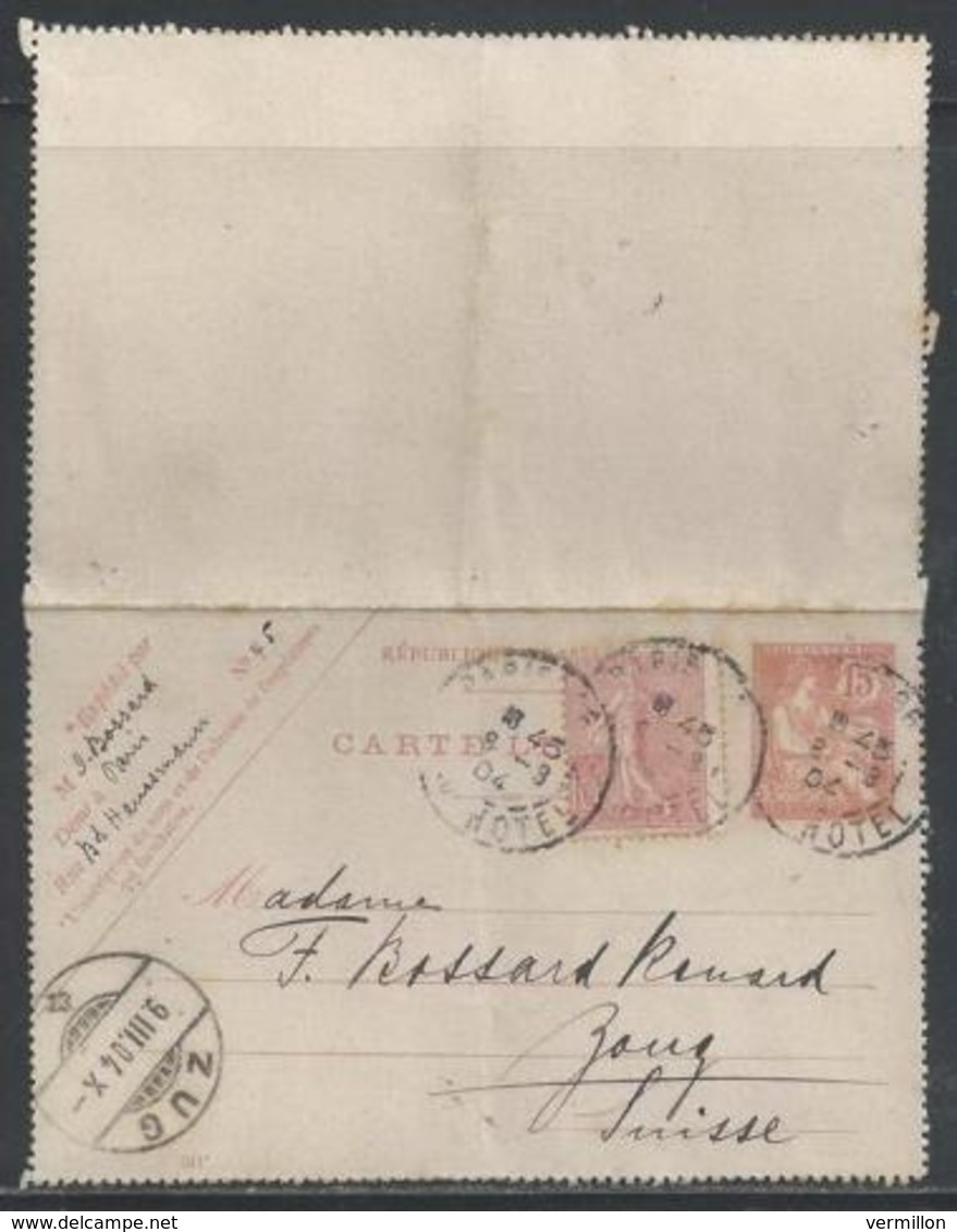 LZ-/-060--  N° 125- CL 1 , Obl. ( 1904 ) , DATE 341 , TARIF POUR LA SUISSE, ZOUG LIQUIDATION , - Letter Cards