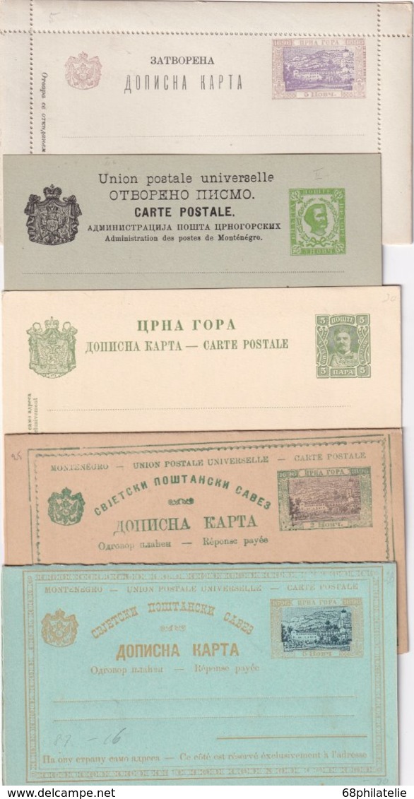 MONTENEGRO     ENTIER POSTAL/GANZSACHE/POSTAL STATIONERY LOT DE 2 CARTE+2 CARTESS AVEC REPONSE +1 CARTE-LETTRE - Montenegro