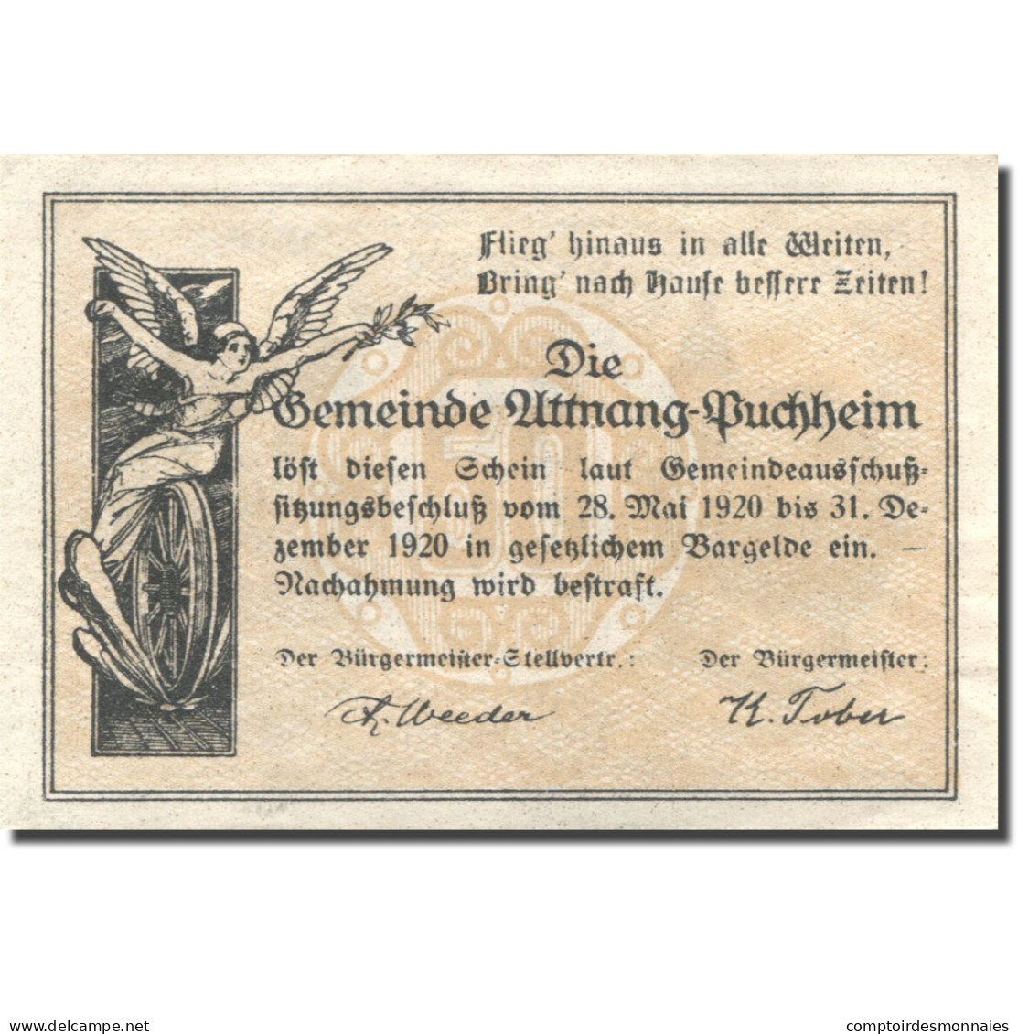 Billet, Autriche, Attnang-Puchheim, 50 Heller, Eglise 1920 SPL Mehl:FS 67II - Autriche