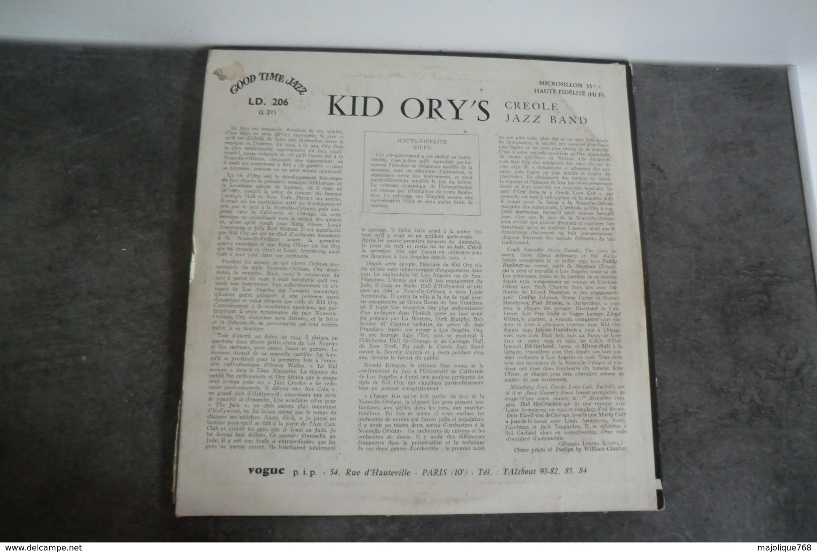 Disque De Kid Ory's Créole Jazz Band 1953 - Good Time Jazz L-21 LD. 206 - 25 Cm - 1954 Vogue - Jazz