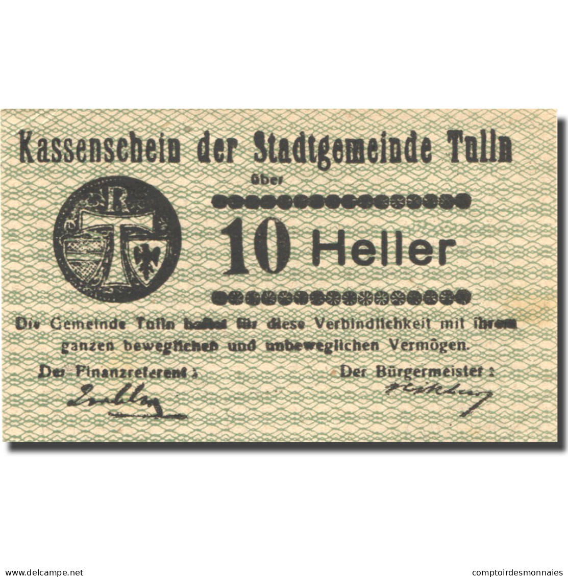 Billet, Autriche, Tulln, 10 Heller, Valeur Faciale, 1920 SUP Mehl:FS 1083I.4 - Autriche