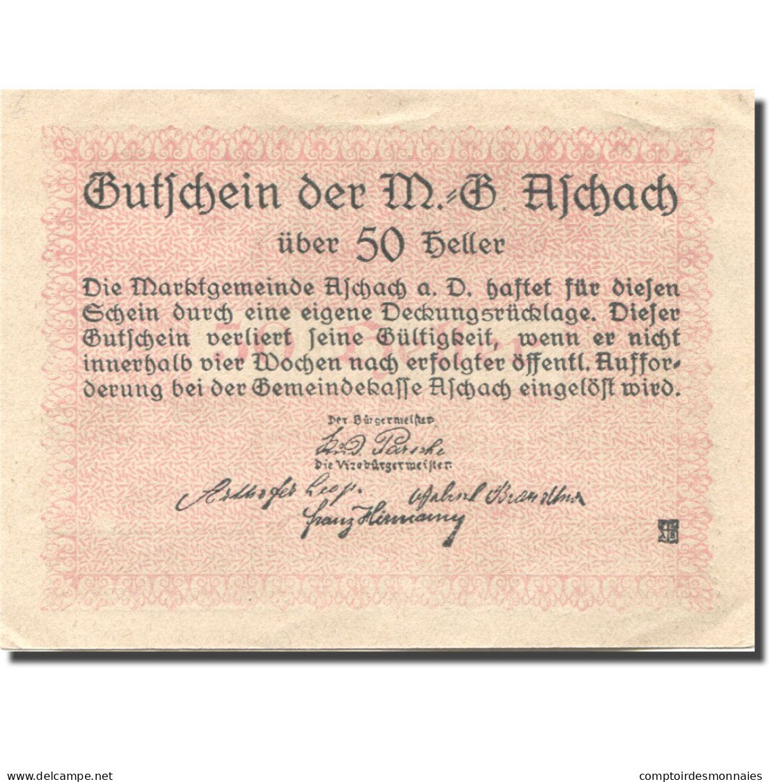 Billet, Autriche, Aschach An Der Donau, 50 Heller SPL, FS 53IIB05 - Autriche