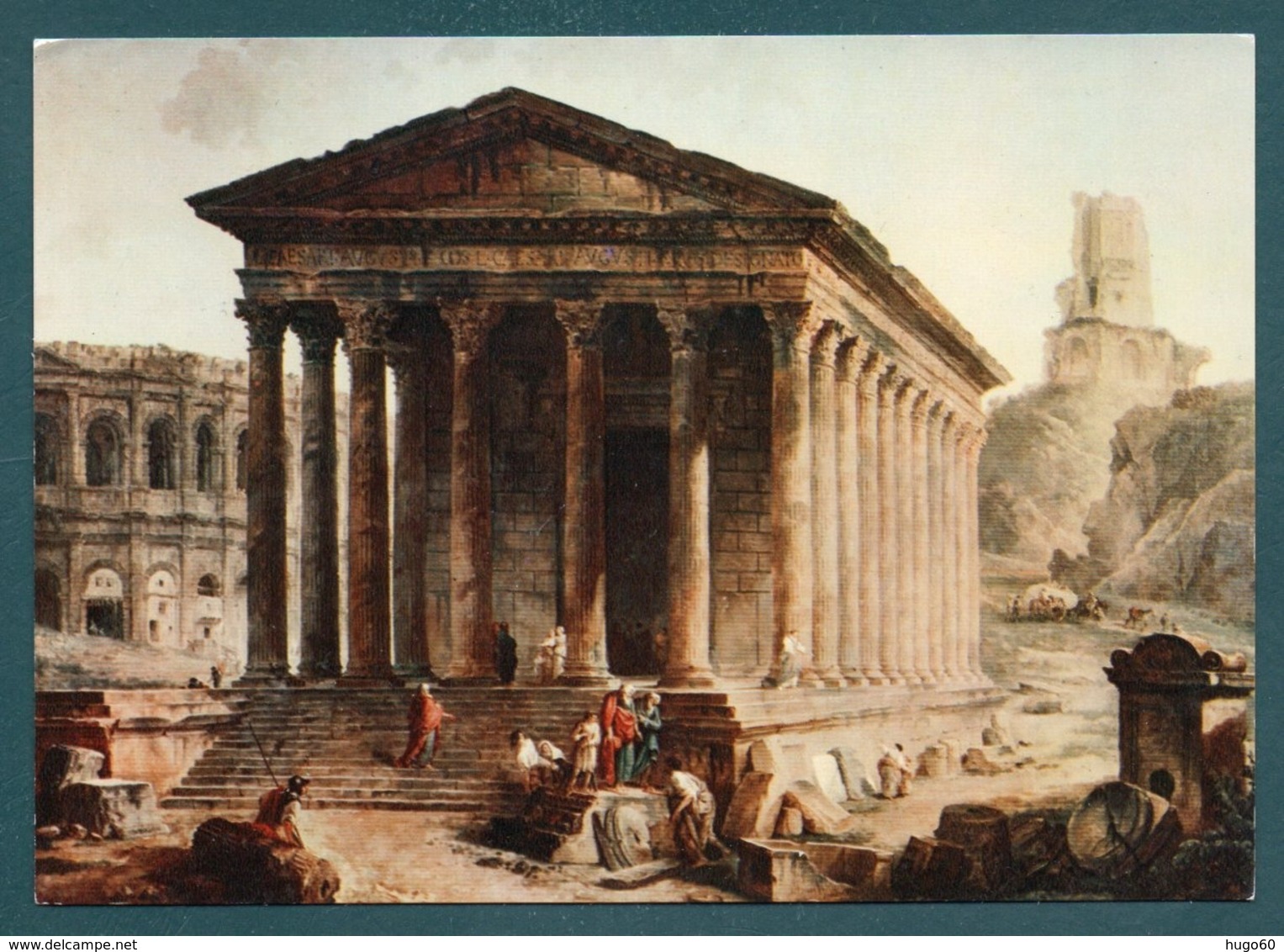 NIMES - La Maison Carrée - Les Arènes Et La Tour Magne Par Hubert Robert - Peintures & Tableaux