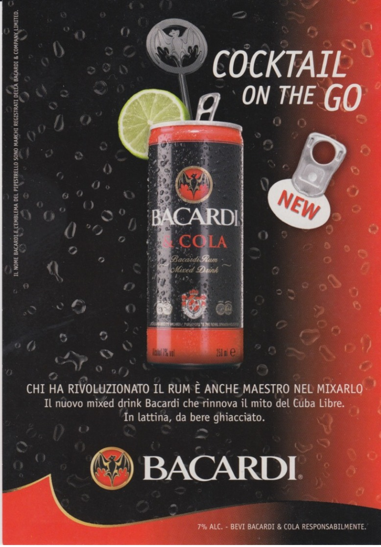 PUBBLICITA'  ADVERTISING - 1 CARTOLINA PROMOCARD "BACARDI"  - N°8152 - Pubblicitari