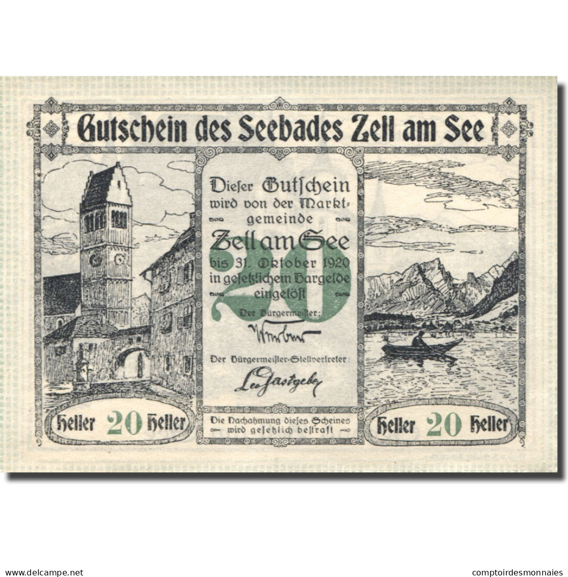 Billet, Autriche, Zell Am See, 20 Heller, Château, 1920, SPL Mehl:FS 1270II - Autriche