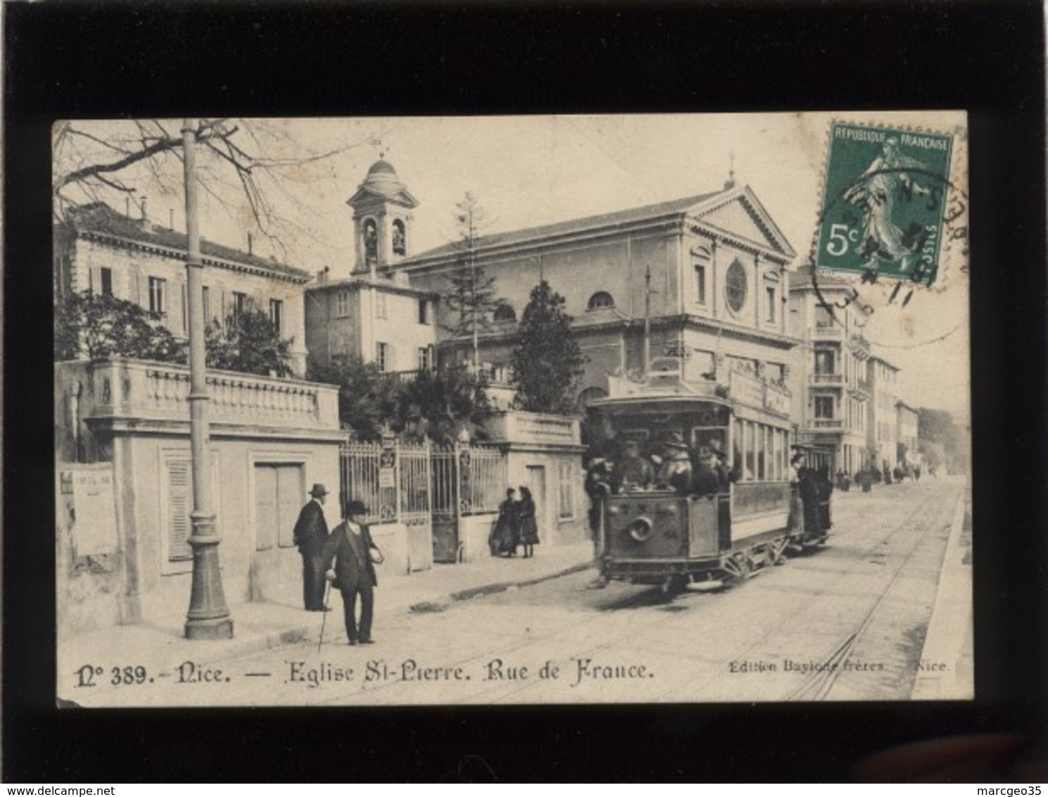 06 Nice église St Pierre Rue De France édit. Baylone N° 389 Tramway Train - Transport (road) - Car, Bus, Tramway