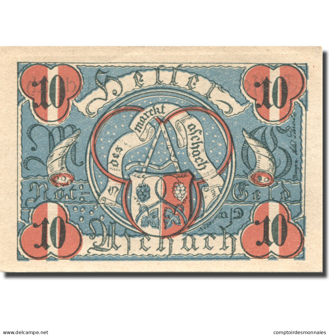 Billet, Autriche, Aschach An Der Donau, 10 Heller, Blason, SPL, Mehl:FS 53IIb20 - Autriche