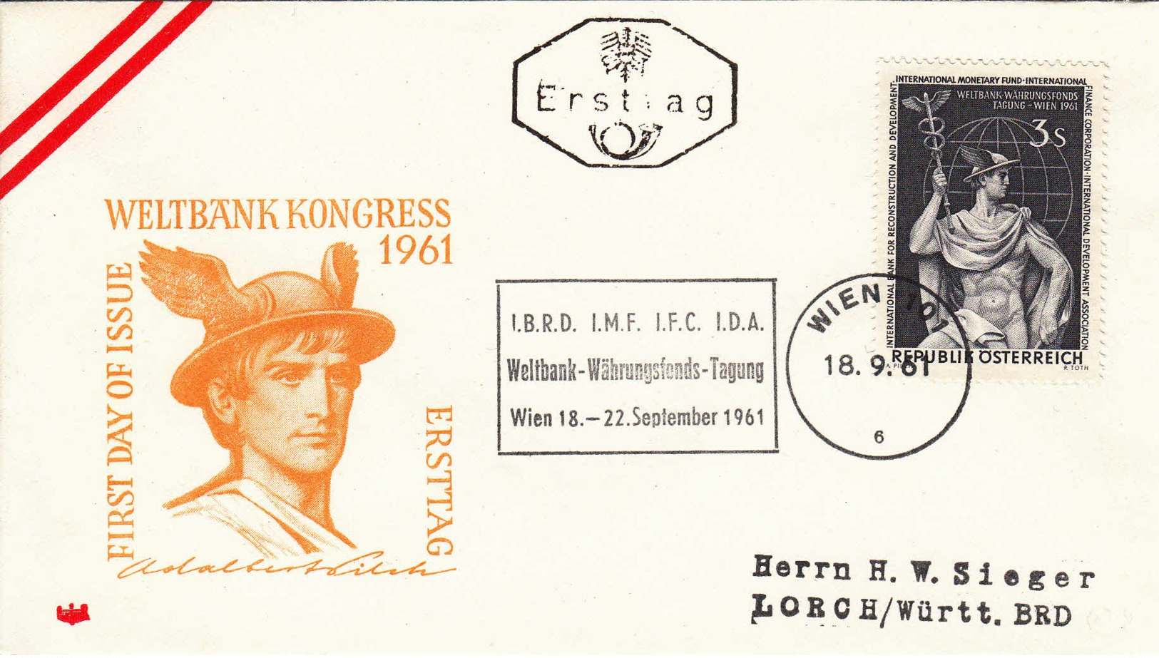 AUTRICHE - 1961 - FDC - Congrès De La Banque Internationale - FDC