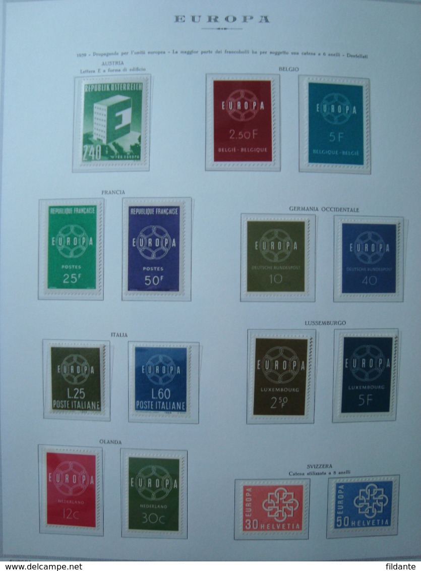 EUROPA CEPT 1956-76 COLLEZIONE COMPLETA NUOVA MNH FOGLI MARINI + ALBUM 83 FOTO LOTTO VAL CAT CIRCA € 1300 - 1956