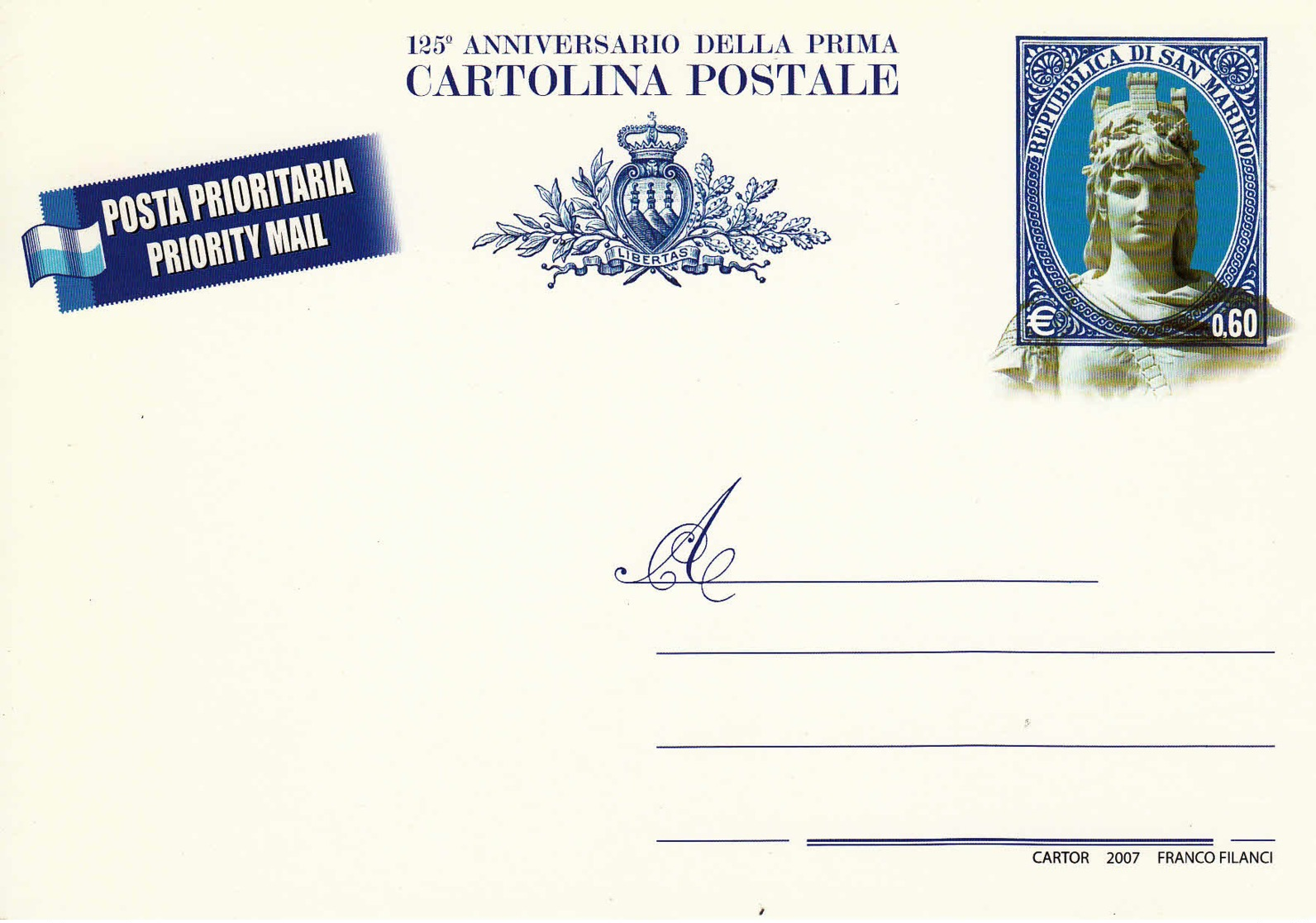 SAINT-MARIN -  2007 - Entier Postal Neuf - 125è Anniversaire De La Première Carte Postale - Entiers Postaux