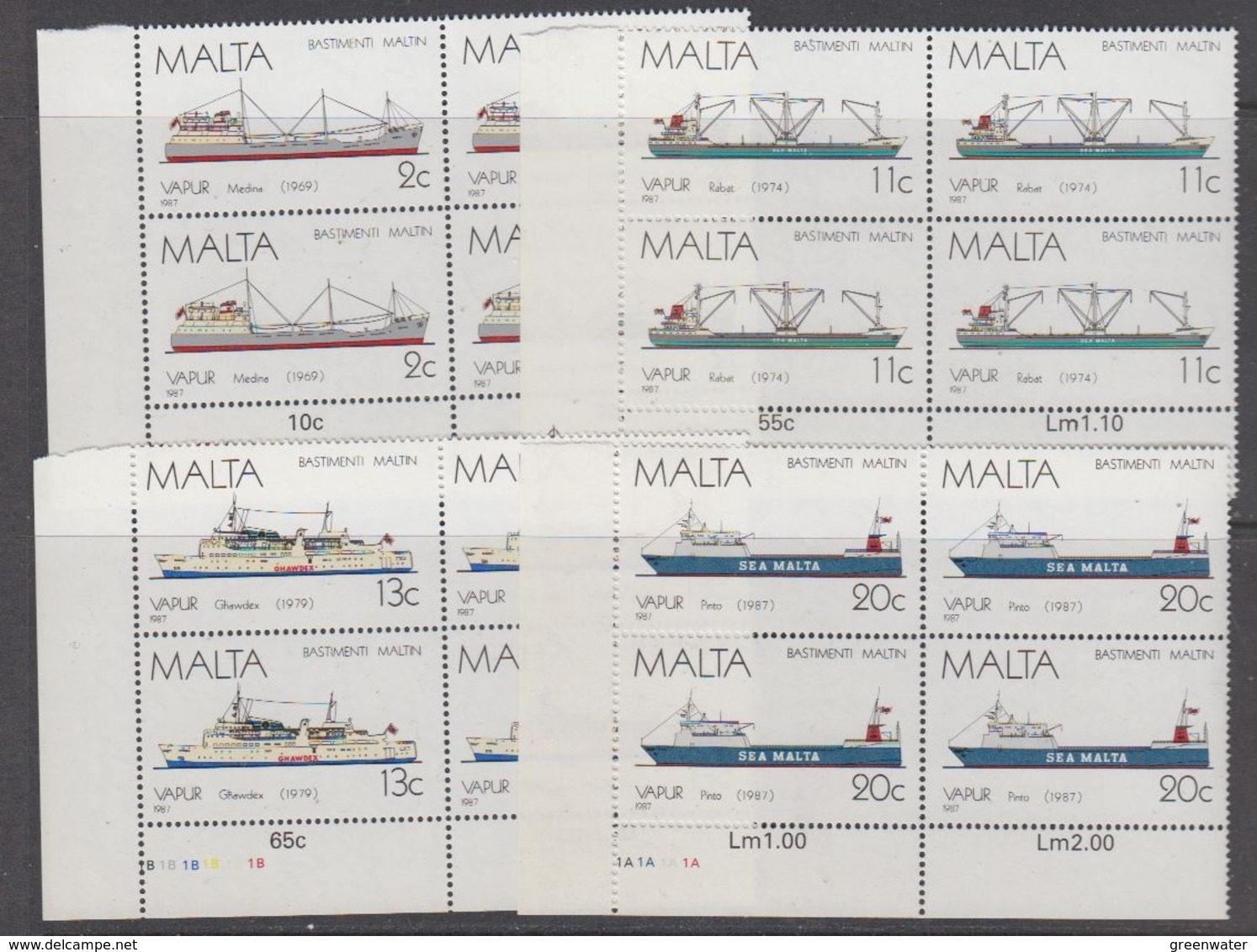 Malta 1987 Ships 4v Bl Of 4 (corner) ** Mnh (44754A) - Malta