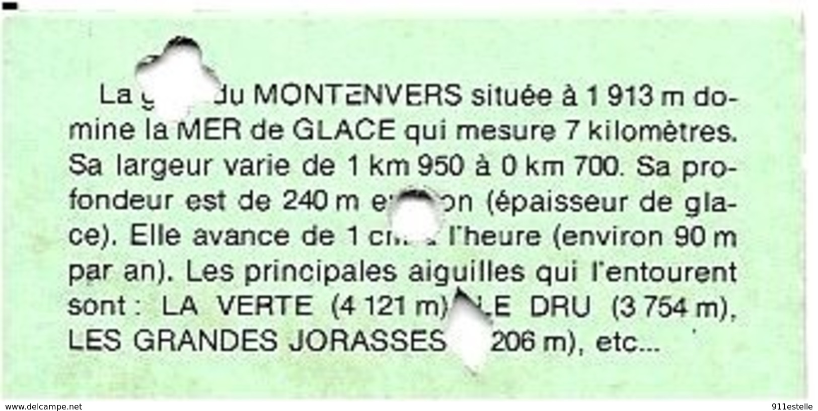 74  Ticket Téléphérique, Funiculaire Montenvers, Chamonix, Mont-Blanc, Haute Savoie - Europe