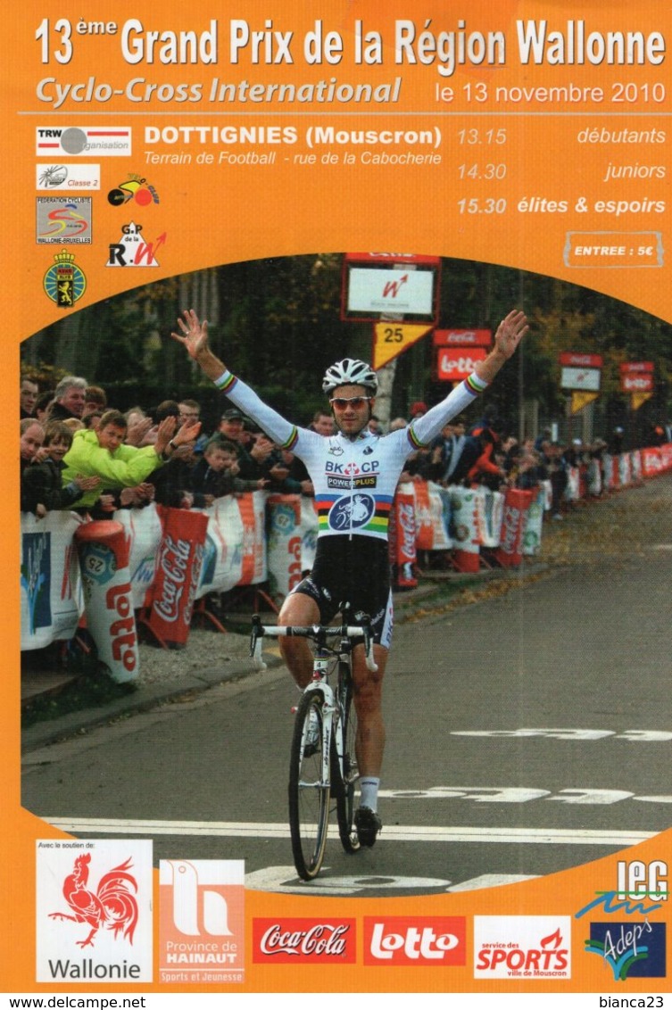 6987 Carte Souple  Cyclisme 13e GP De La Région Wallonne 2010 " Carte Grand Format " - Cyclisme