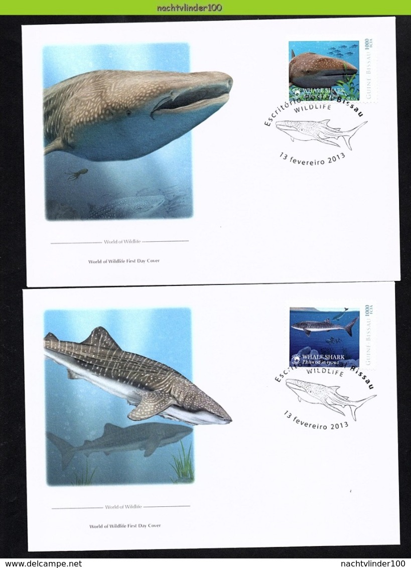 Nfd14fb FAUNA 'VISSEN FISH FISCHE' WALVISHAAI WHALE SHARK HAIE MARINE LIFE GUINÉ0BISSAU 2013 FDC's - Maritiem Leven