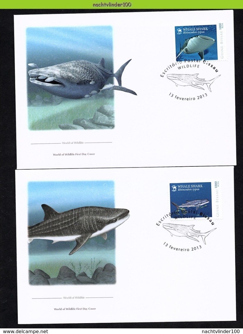 Nfd14fb FAUNA 'VISSEN FISH FISCHE' WALVISHAAI WHALE SHARK HAIE MARINE LIFE GUINÉ0BISSAU 2013 FDC's - Maritiem Leven