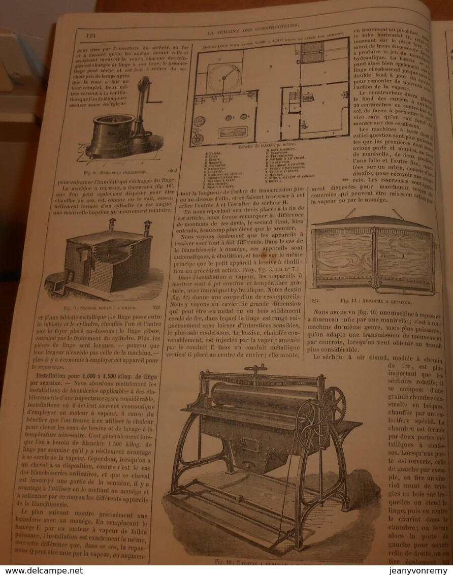 La Semaine Des Constructeurs. N°11. 23 Septembre 1876. Square De L'école Polytechnique. Installation De Blanchisseries. - Revues Anciennes - Avant 1900