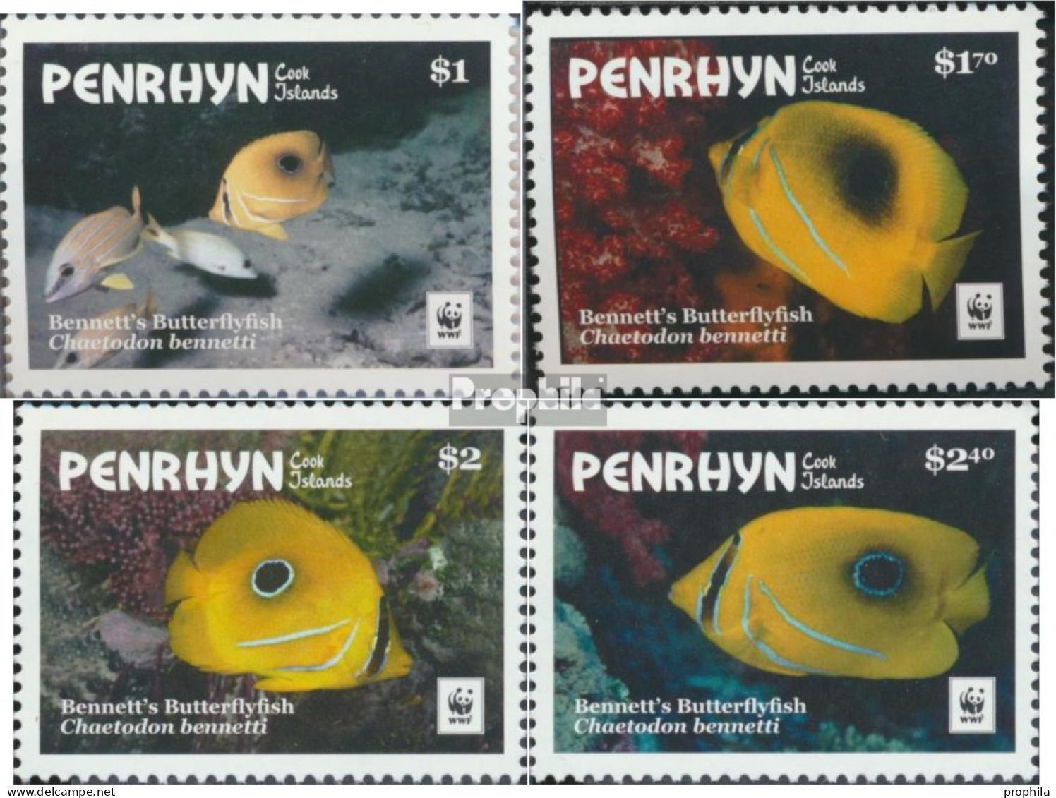 Penrhyn 825-828 (kompl.Ausg.) Postfrisch 2017 Bennetts Falterfisch - Penrhyn