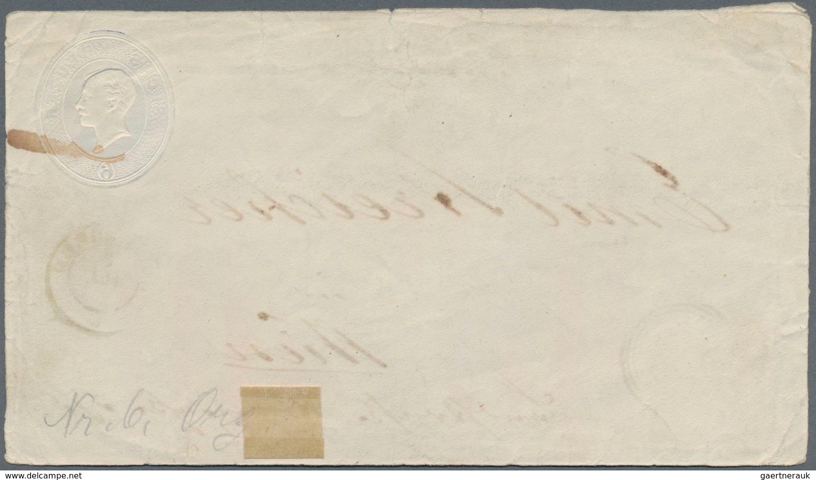 Baden - Marken Und Briefe: 1861, 3 Kr. Mit Nummernstempel "57" Als ZuF Auf 6 Kr.-GU-Vorderseite Nach - Other & Unclassified
