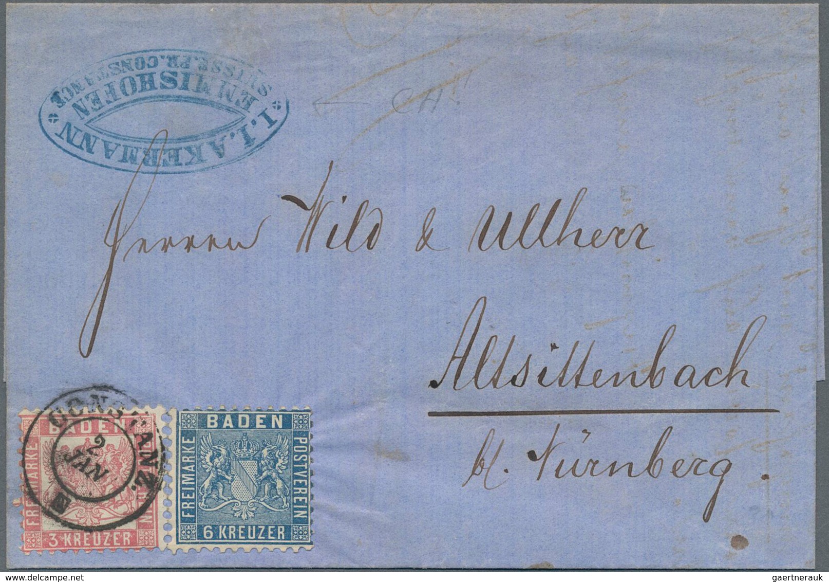 Baden - Marken Und Briefe: 1862 Wappen Auf Liniertem Grund 6 Kr (preussisch)blau Und 3 Wappen Auf We - Otros & Sin Clasificación