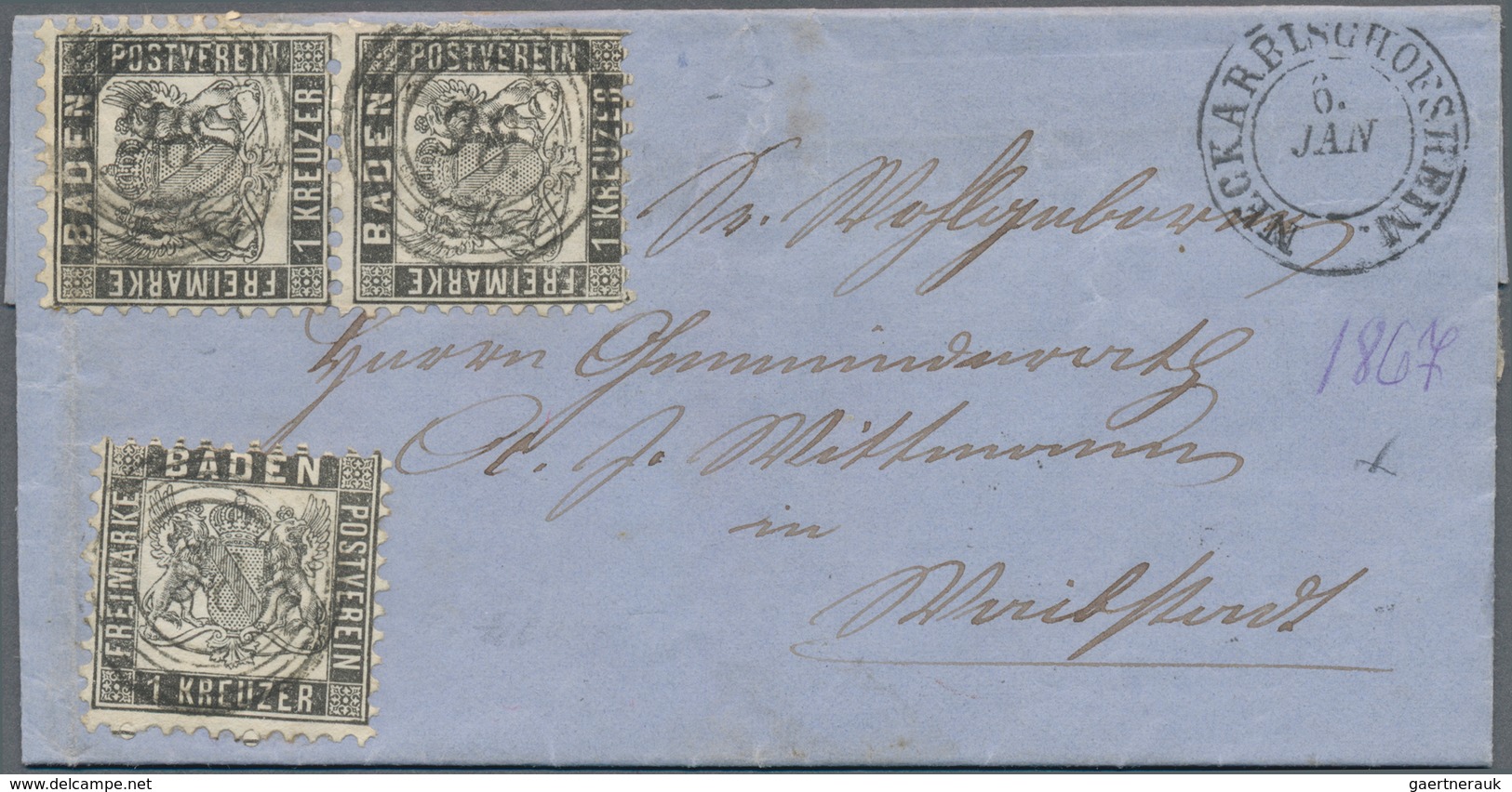 Baden - Marken Und Briefe: 1862, Wappen Auf Weißem Grund 1 Kreuzer In C-Farbe Dunkelgrau, Paar Und E - Sonstige & Ohne Zuordnung