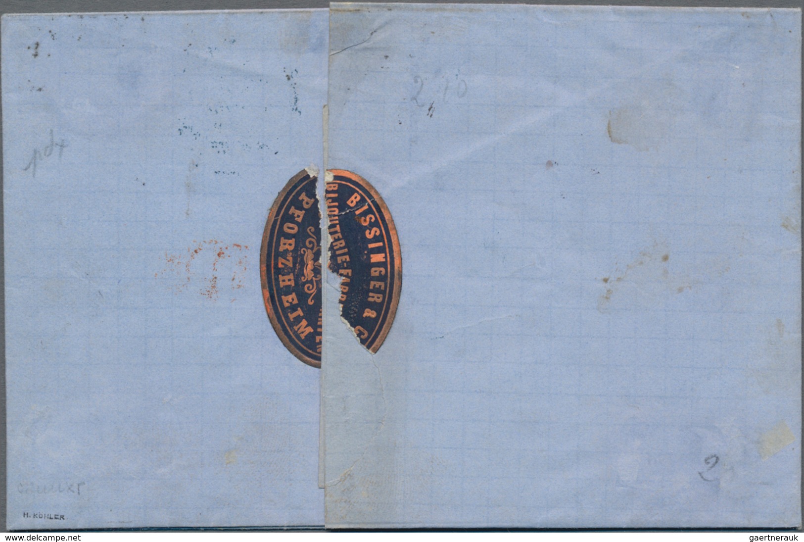 Baden - Marken Und Briefe: 1871, PFORZHEIM-PARIS, Kabinettbrief, 1 Krone Grün, 2 Werte Zusammen Mit - Sonstige & Ohne Zuordnung
