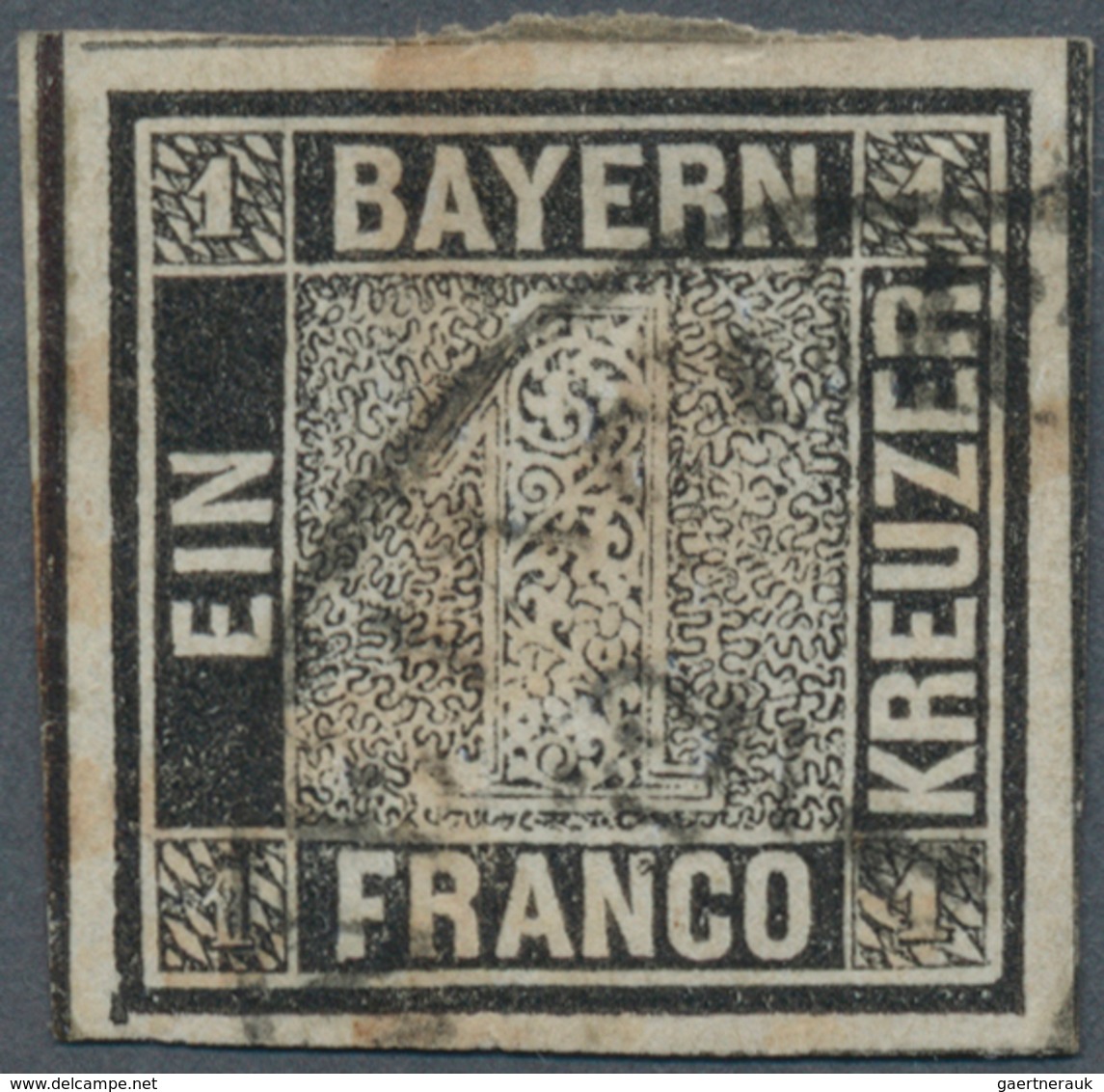 Bayern - Marken Und Briefe: 1849, Schwarzer Einser 1 Kr. Schwarz, Platte 1 Mit Plattenfehler: Linke - Other & Unclassified
