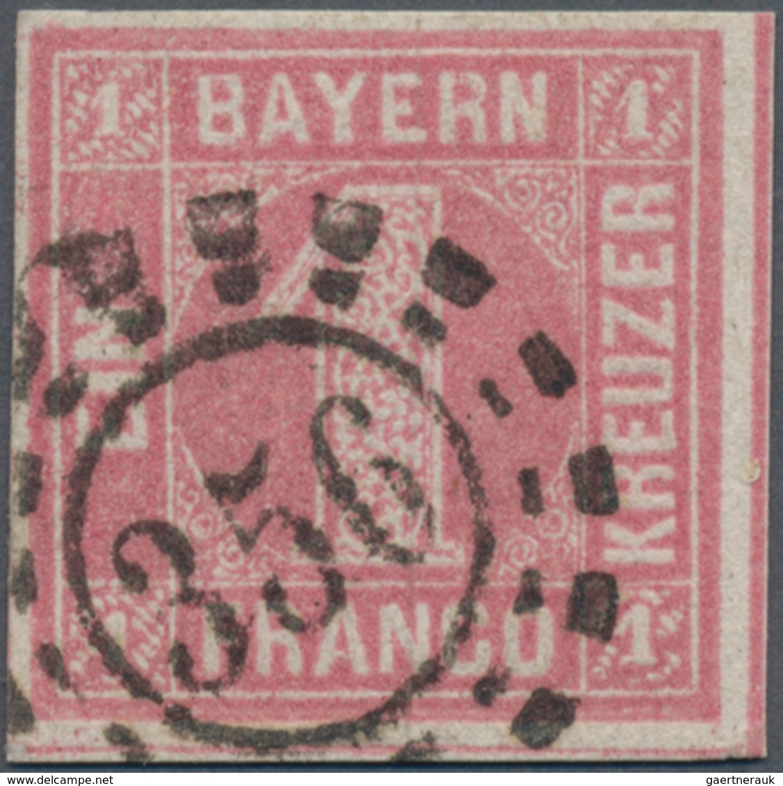 Bayern - Marken Und Briefe: 1850, Ziffern 1 Kr. Rosa In Seltener Platte 2 (spitze Ecken) Mit OMR "35 - Andere & Zonder Classificatie