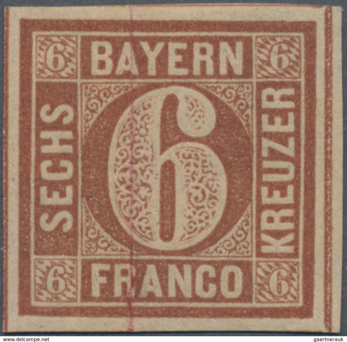 Bayern - Marken Und Briefe: 1849, Ziffern 6 Kr. Braunorange In Type 1 (unterbrochener Ziffernkreis) - Autres & Non Classés