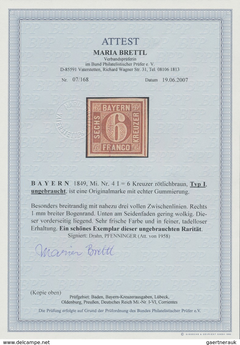Bayern - Marken Und Briefe: 1849, Ziffern 6 Kr. Braunorange In Type 1 (unterbrochener Ziffernkreis) - Sonstige & Ohne Zuordnung
