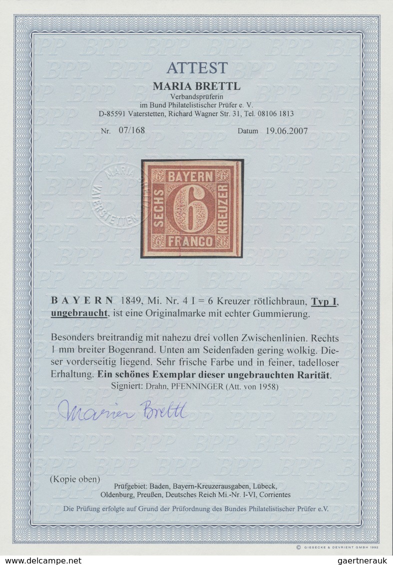 Bayern - Marken Und Briefe: 1849, Ziffern 6 Kr. Braunorange In Type 1 (unterbrochener Ziffernkreis) - Altri & Non Classificati