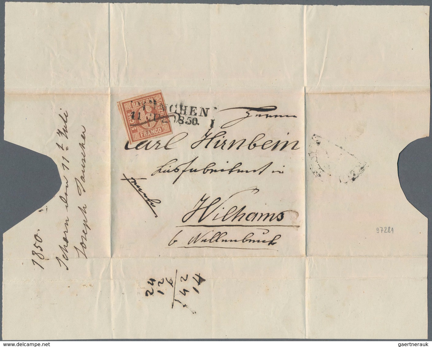 Bayern - Marken Und Briefe: 1849, Ziffern 6 Kr. Braunorange In Type I (unterbrochener Ziffernkreis) - Other & Unclassified