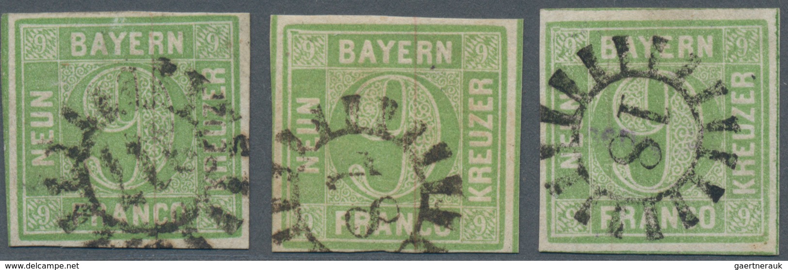 Bayern - Marken Und Briefe: 1850, Ziffern 9 Kr. In A-Farbe Bläulichgrün Gestempelt In Den Typen I, I - Otros & Sin Clasificación