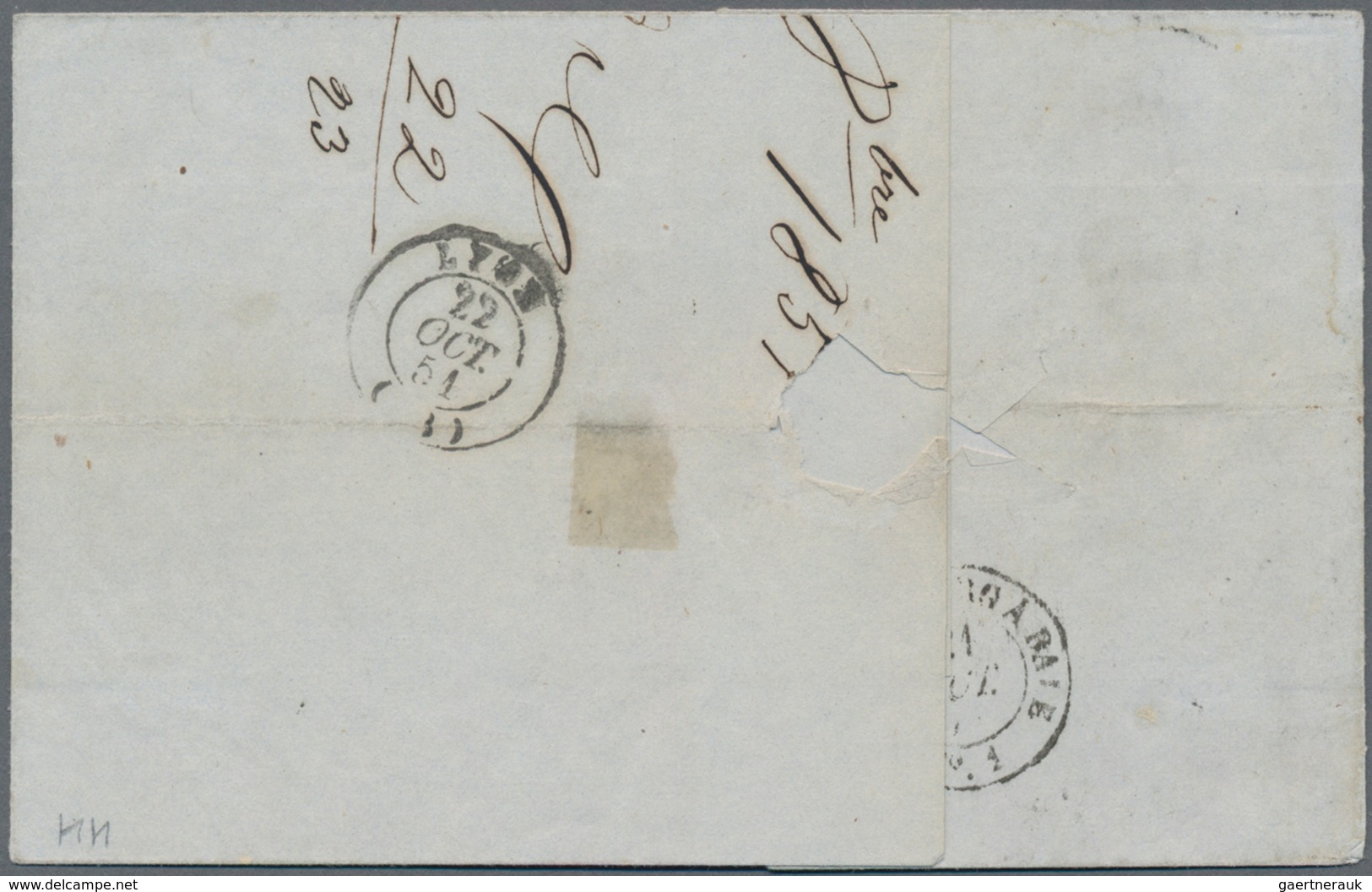Bayern - Marken Und Briefe: 1850, Viermal 9 Kr. Hellgrün Auf Faltumschlag Von "AUGSBURG 18 OCT 1851" - Sonstige & Ohne Zuordnung