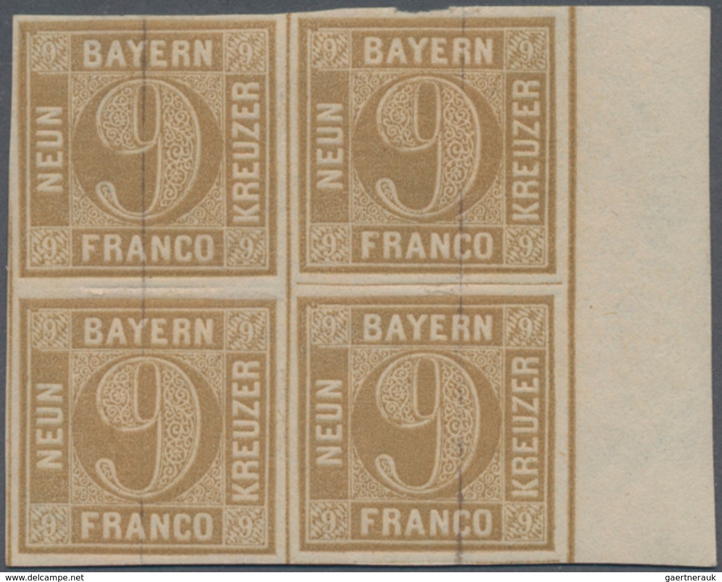 Bayern - Marken Und Briefe: 1862, Ziffern 9 Kr. Braunocker Im VIERERBLOCK, Dabei Untere Zwei Marken - Altri & Non Classificati