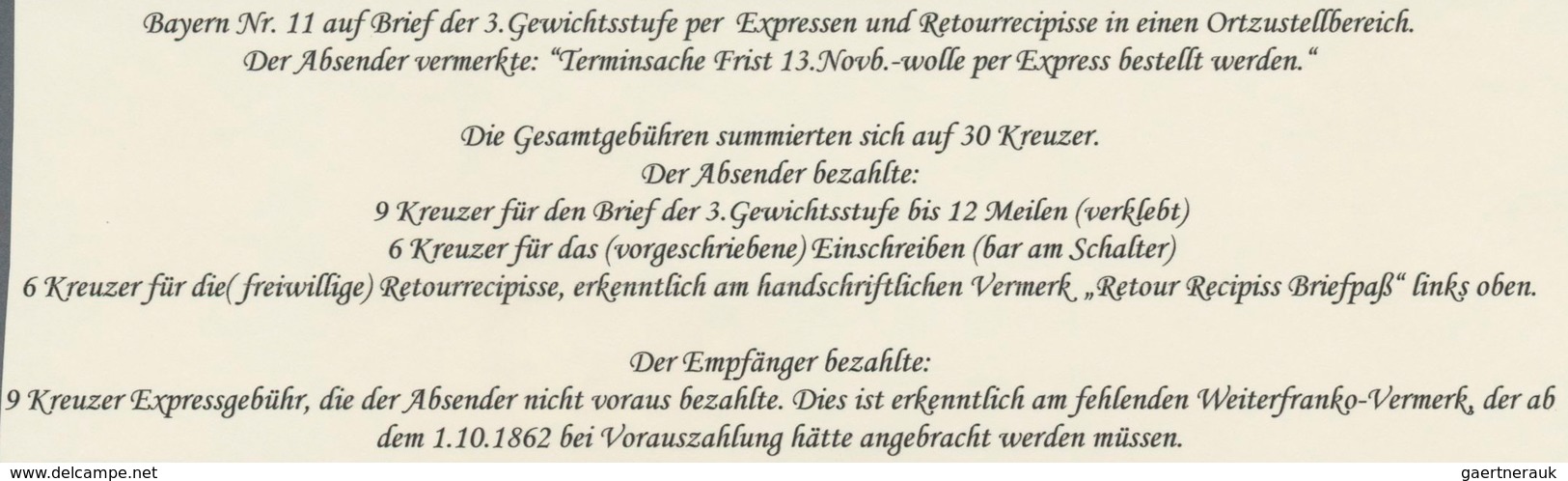 Bayern - Marken Und Briefe: 1862, Ziffern 9 Kr. Ockerbraun Auf CHARGE-EXPRESSBRIEF + RÜCKSCHEIN Der - Andere & Zonder Classificatie