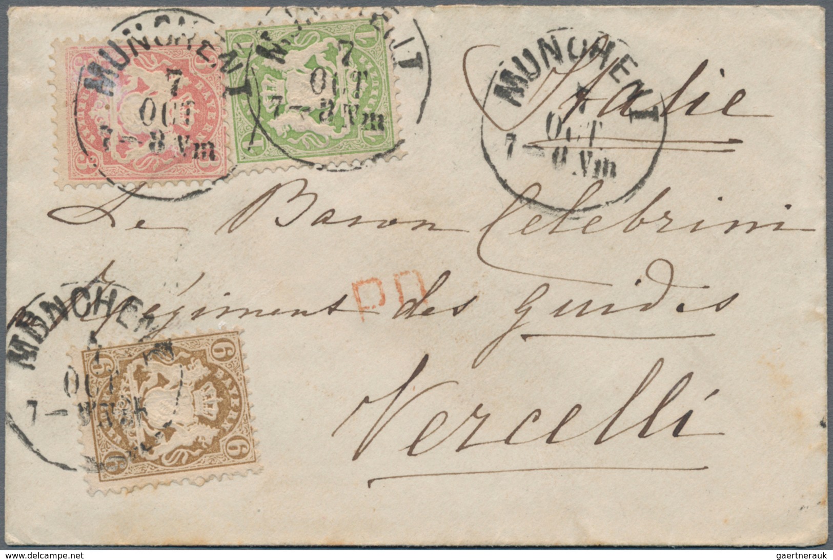 Bayern - Marken Und Briefe: 1867/1870, 1 Kr Grün, 3 Kr Rosa U. 6 Kr Ockerbraun Wappen, Jeweils Ungez - Autres & Non Classés