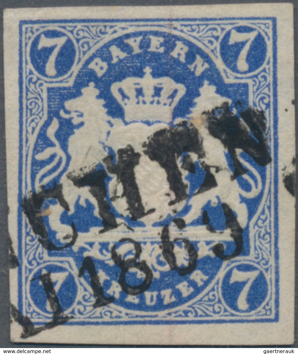 Bayern - Marken Und Briefe: 1868, Wappen 7 Kr. In Seltener C-Farbe Preußischblau Mit L2 "(MÜ)NCHEN . - Altri & Non Classificati