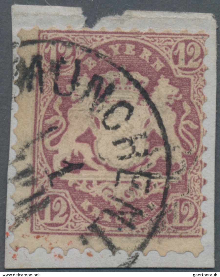 Bayern - Marken Und Briefe: 1870, 12 Kr. Dunkelbraunpurpur, Wz. Enge Rauten, Farbtiefes Exemplar In - Sonstige & Ohne Zuordnung