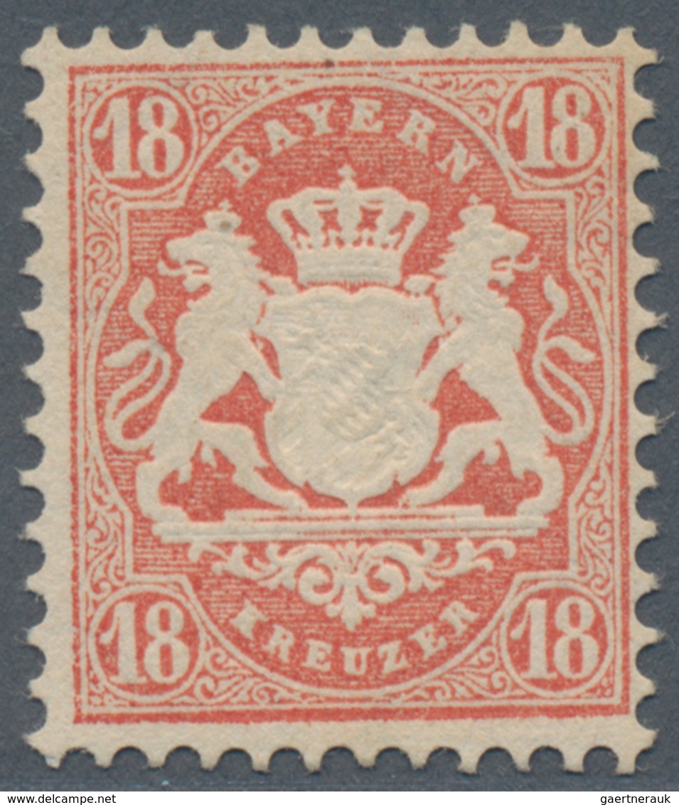 Bayern - Marken Und Briefe: 1870, Wappen 18 Kr. In B-Farbe Dunkelziegelrot Gezähnt Mit Wasserzeichen - Andere & Zonder Classificatie