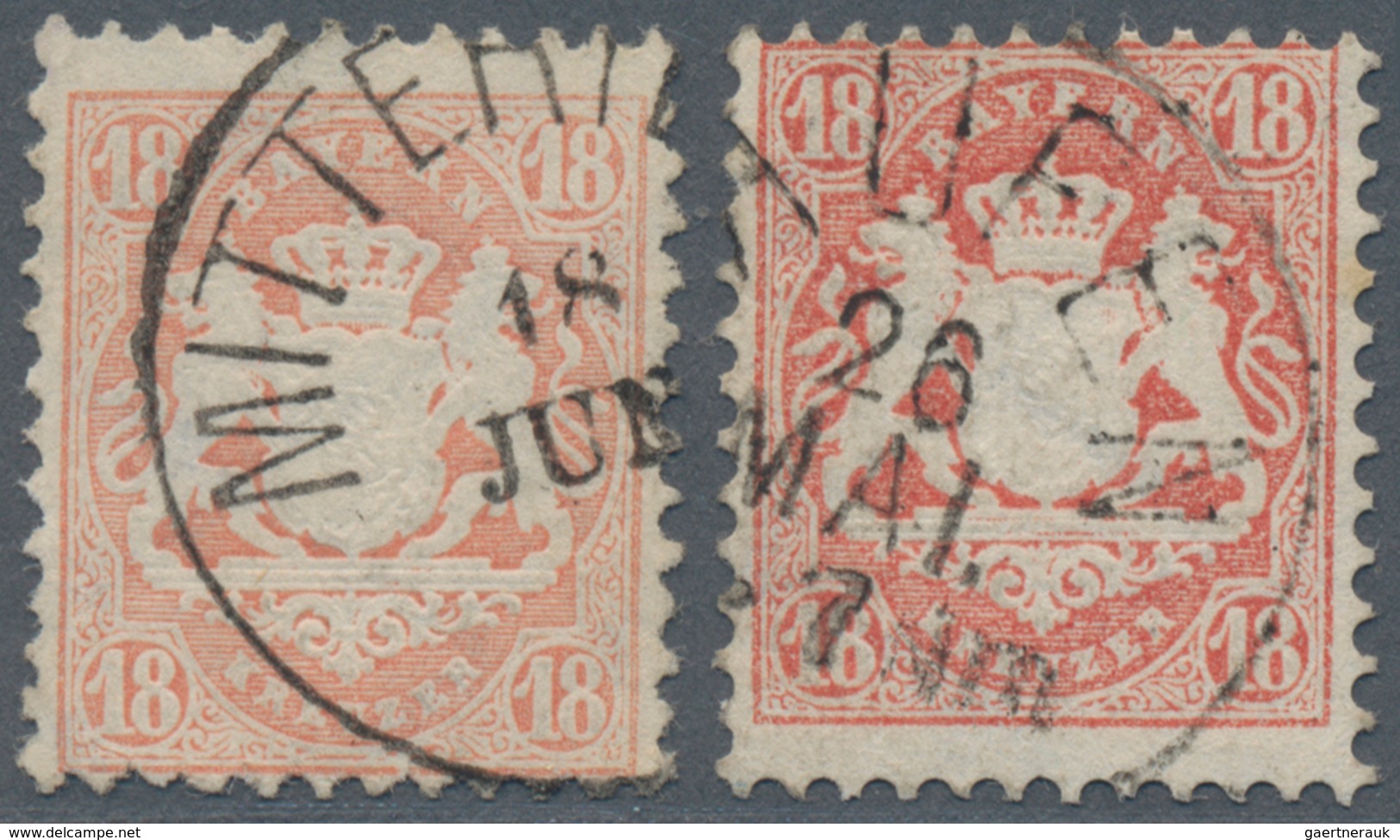 Bayern - Marken Und Briefe: 1873, Wappen 18 Kr. Mit Wasserzeichen X In A-Farbe Mattorange Und B-Farb - Andere & Zonder Classificatie