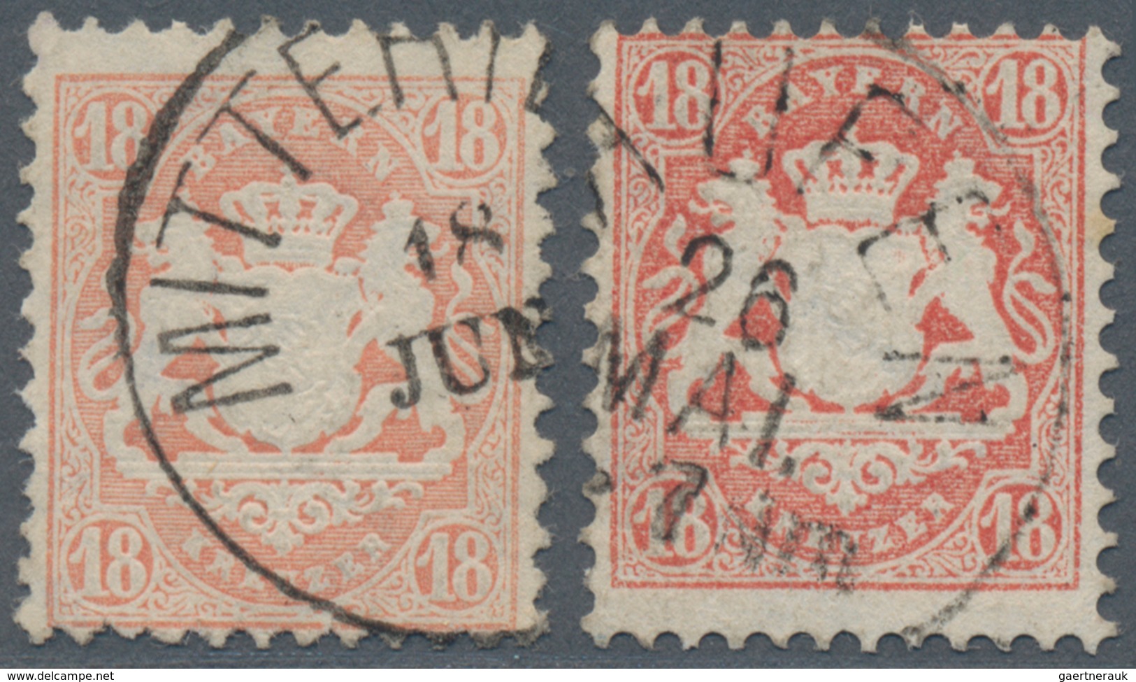 Bayern - Marken Und Briefe: 1873, Wappen 18 Kr. Mit Wasserzeichen X In A-Farbe Mattorange Und B-Farb - Otros & Sin Clasificación